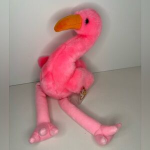 Ty Large Plush Beanie Buddy - PINKY the Flamingo 10.5" Stuffed Animal 1998 New
